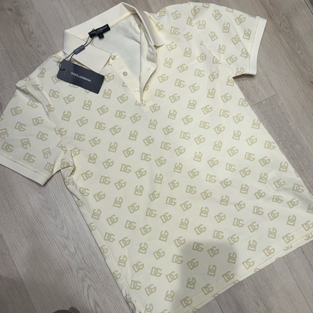 Dolce & Gabbana Cream/Beige Men’s Polo Shirt